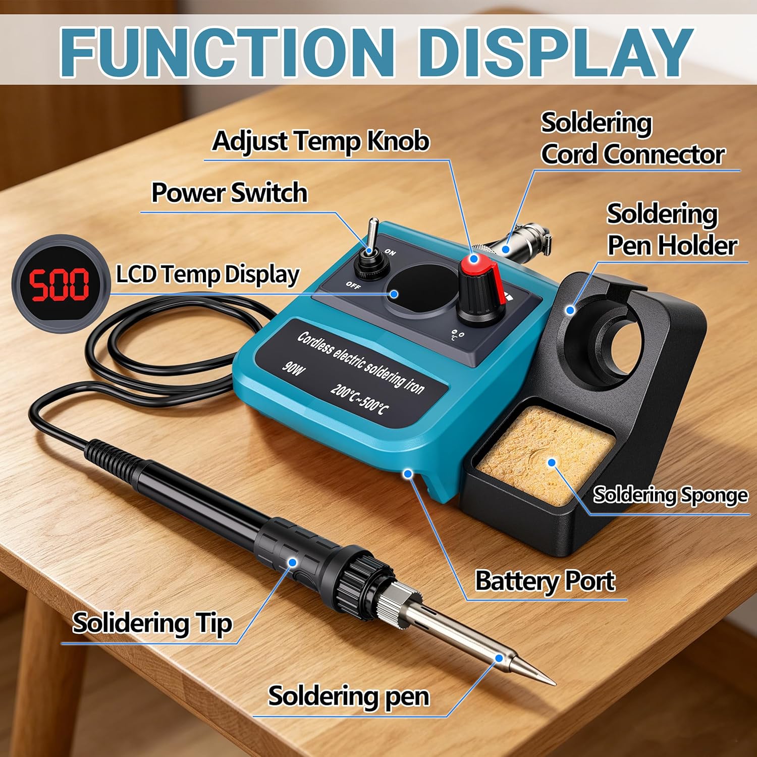 90W LED Digital Cordless Solde - Diy Electronics Soldering Kit recensione e prezzo