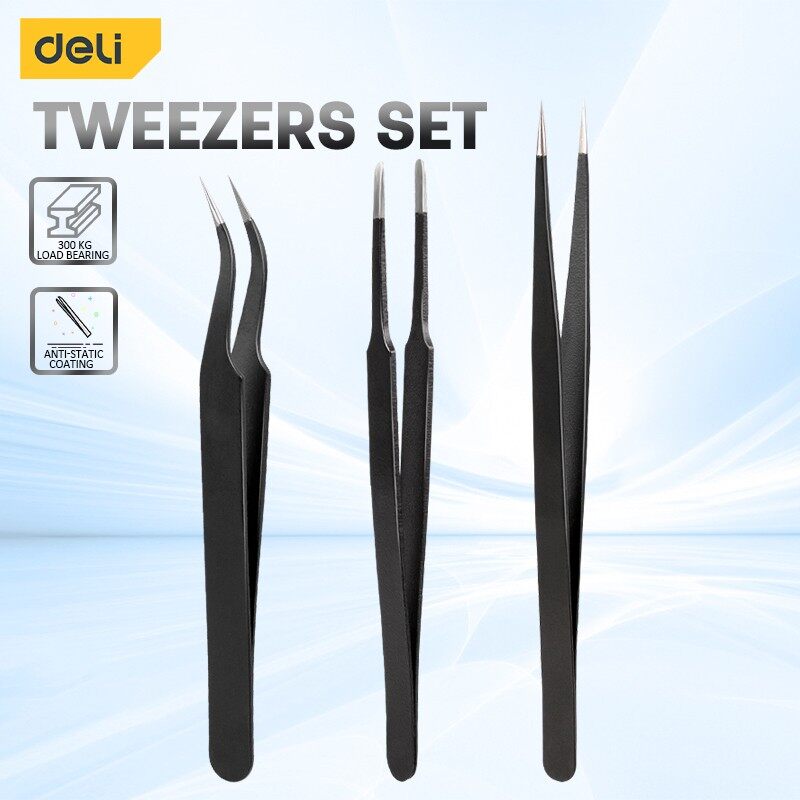 Deli 3PCS Tweezers Set Upgrade - Diy Electronics Soldering Kit recensione e prezzo